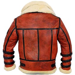 Mens B3 Shearling Sheepskin Bomber Flying Red Jacket Mens B3 Shearling Sheepskin Bomber Flying Red Jacket