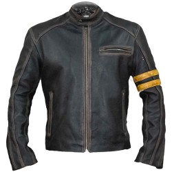 Men's Vintage Distressed Cafe Racer Black Biker Leather Jacket
