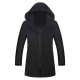 Men's Hooded Black Wool Trench Coat