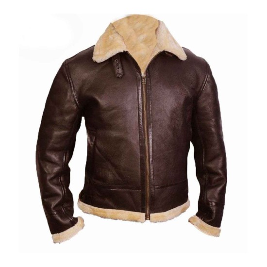 Men's Winter Dark Brown Shearling Leather Jacket
