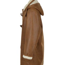 Men's Brown Shearling Leather Trench Coat Men's Brown Shearling Leather Trench Coat