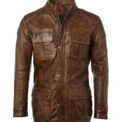 Men's Vintage Brown Racing Pea Coat