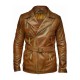 Men's Zip Up Vintage Brown Leather Pea Coat