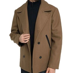 Men's 6 Button Brown Reefer Wool Jacket Men's 6 Button Brown Reefer Wool Jacket