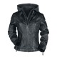 Men's Black Hoodie Leather Jacket
