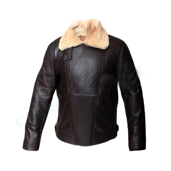 Men's Shearling Bomber Brown Jacket