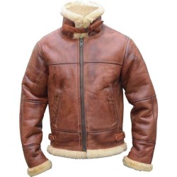 Men's B3 Brown Bomber Shearling Leather Jacket