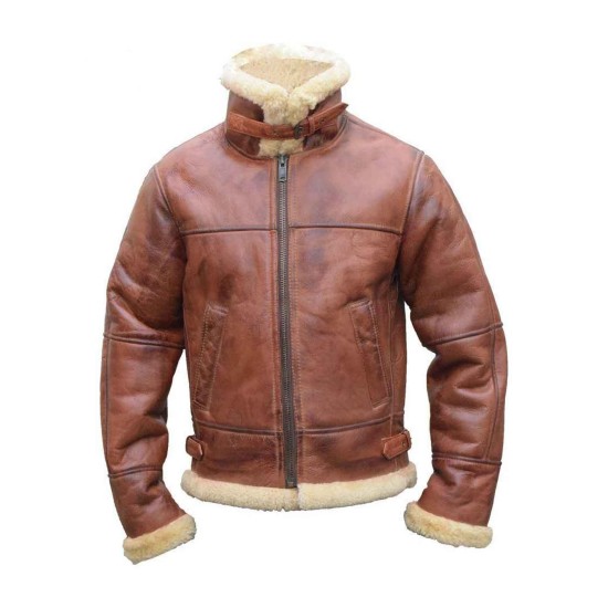 Men's B3 Brown Bomber Shearling Leather Jacket