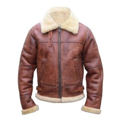 Men's B3 Brown Bomber Shearling Leather Jacket Men's B3 Brown Bomber Shearling Leather Jacket