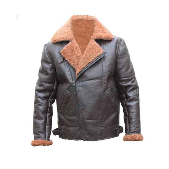 Shearling Black Leather Jacket For Men