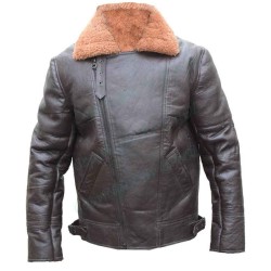 Shearling Black Leather Jacket For Men
