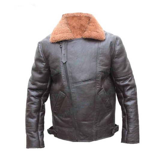 Shearling Black Leather Jacket For Men