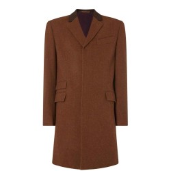 Casual Slim-Fit Wool Brown Trench Coat For Mens Casual Slim-Fit Wool Brown Trench Coat For Mens