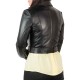 Womens Black Biker Cropped Leather Jacket