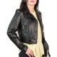 Womens Black Biker Cropped Leather Jacket