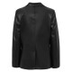 Women's One Button Black Leather Fitted Blazer Jacket
