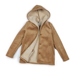 Women's Shearling Brown Suede Leather Peacoat Women's Shearling Brown Suede Leather Peacoat