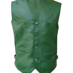 Women's Formal Green Leather Vest