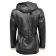Women's Black Hoodie Leather Blazer Jacket
