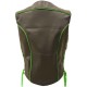 Women's Brown Leather Vest With Lime Green Trim