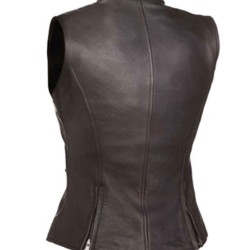 Women's Zip Up Leather Vest with Pockets Women's Zip Up Leather Vest with Pockets