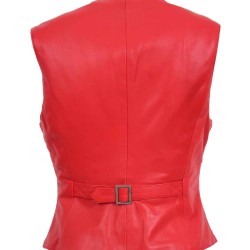 Womens 4 Button Red Leather Vest Womens 4 Button Red Leather Vest