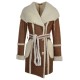 Women's Brown Shearling Leather Trench Coat