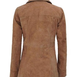 Women's Tan Brown Suede Blazer Jacket with 4 Buttons Women's Tan Brown Suede Blazer Jacket with 4 Buttons