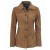 Women's Tan Brown Suede Blazer Jacket with 4 Buttons