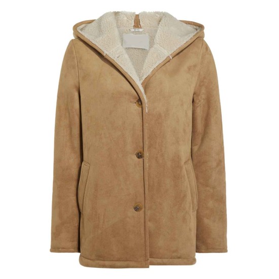 Women's Shearling Brown Suede Leather Peacoat Women's Shearling Brown Suede Leather Peacoat
