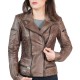 Women's Vintage Brown Leather Biker Jacket