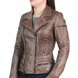 Women's Vintage Brown Leather Biker Jacket Women's Vintage Brown Leather Biker Jacket