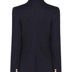 Women's Leather Dark Blue Blazer Jacket Women's Leather Dark Blue Blazer Jacket