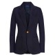 Women's Leather Dark Blue Blazer Jacket