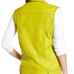 Women's Zip Up Mustard Yellow Leather Vest Women's Zip Up Mustard Yellow Leather Vest