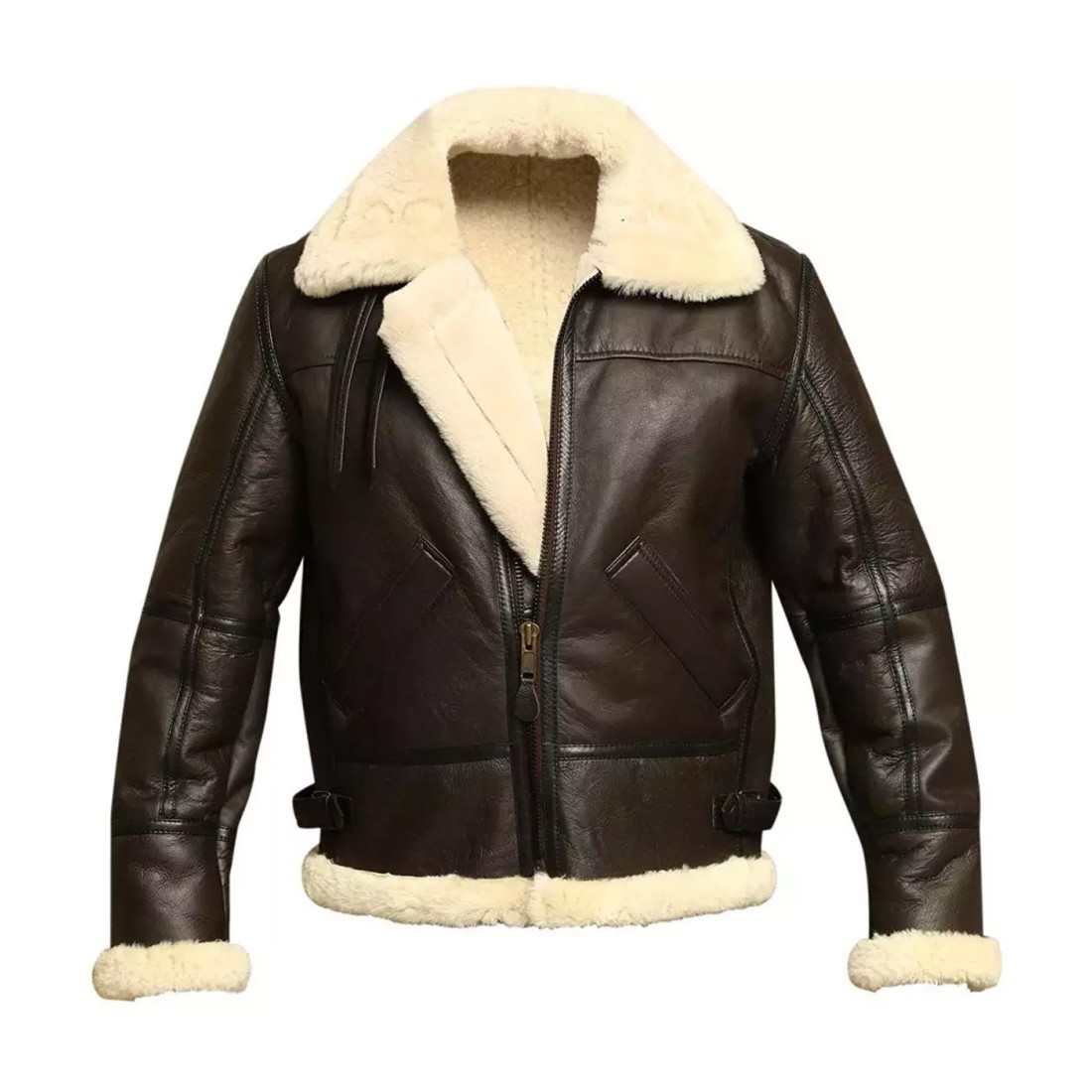 Buy B3 Aviator RAF Shearling Black Leather Jacket