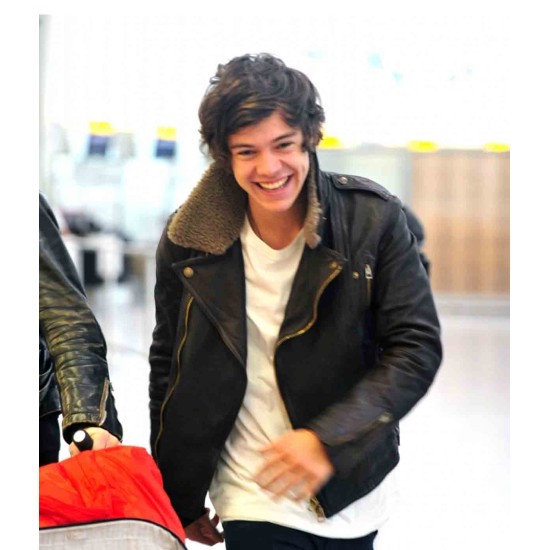 Harry Styles Fur Collar Brown Leather Jacket