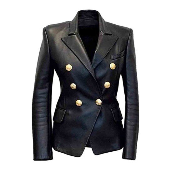 Kim Kardashian Leather Blazer Jacket