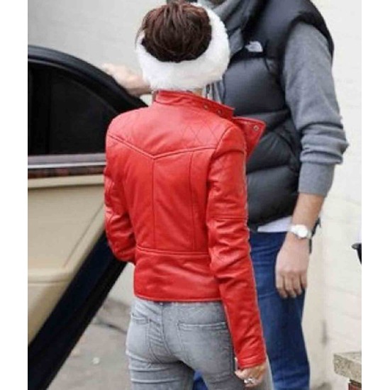 Cheryl Cole Santa Claus Inspired Red Leather Jacket