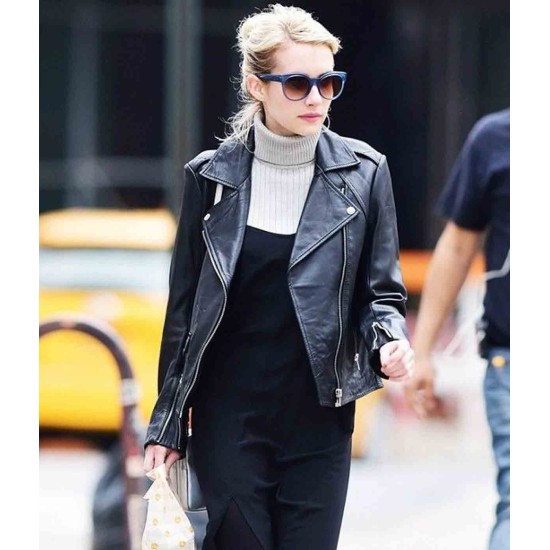 Emma Roberts Black Leather Jacket