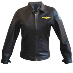 Women's Black Slim Fit Aviator Jacket