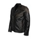 Skull And Bones Black Distressed Leather Jacket