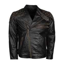 Skull And Bones Black Distressed Leather Jacket Skull And Bones Black Distressed Leather Jacket