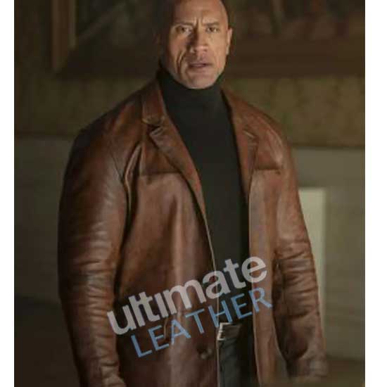 Red Notice Dwayne Johnson (John Hartley) Brown Leather Jacket