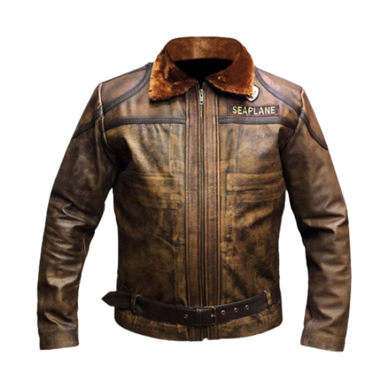 Jumanji The Next Level Nick Jonas (Seaplane) Distressed Leather Jacket