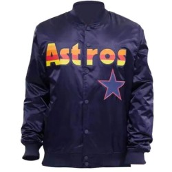 Houston Astros Dugout Navy Blue Satin Jacket Houston Astros Dugout Navy Blue Satin Jacket