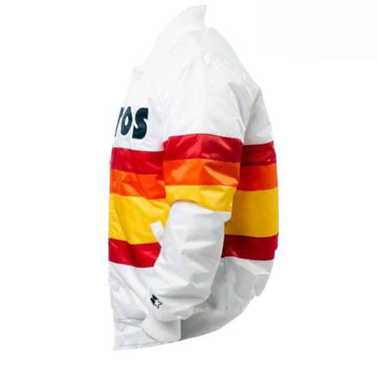 White Houston Astros Button Up Satin Jacket