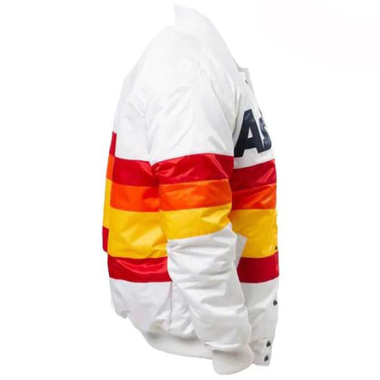 White Houston Astros Button Up Satin Jacket