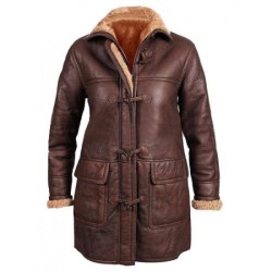 Women's B3 Aviator Fur Shearling Brown Hooded Duffle Coat Women's B3 Aviator Fur Shearling Brown Hooded Duffle Coat