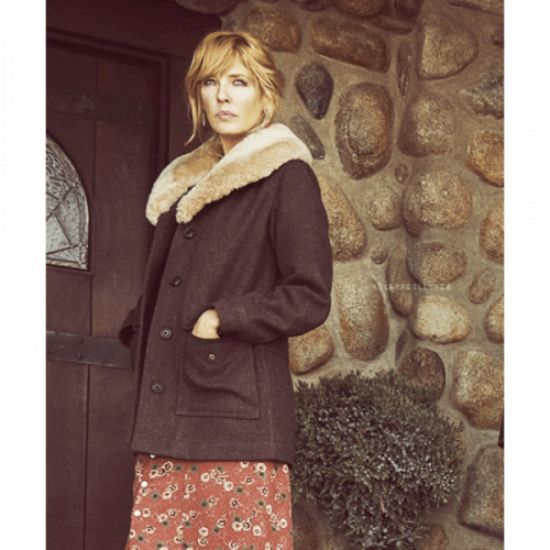 Yellowstone Beth Dutton (Kelly Reilly) Fur Collar Wool Coat